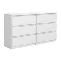 KOMMODE NUDO 120/78,5/39cm mit 6 Schubladen Türen Weiß - Weiß, Holzwerkstoff (120/78.5/39cm) - MASSENO