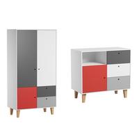 BABYZIMMER 2-teilig rot - Rot, Holzwerkstoff (103.5/96.5/55cm) - Petits-meubles