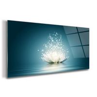 GLASBILD 120x60 cm Lotusblüte - Blau, Glas (120/60cm) - TULUP