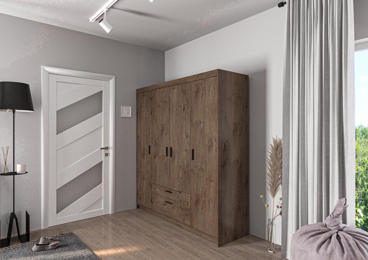 KLEIDERSCHRANK Storicos Eiche Lefkas 176,3/190,5/53 cm - 4T2S Modern mit Schubladen - Braun, Holzwerkstoff/Kunststoff (176.3/190.5/53cm) - AX Living