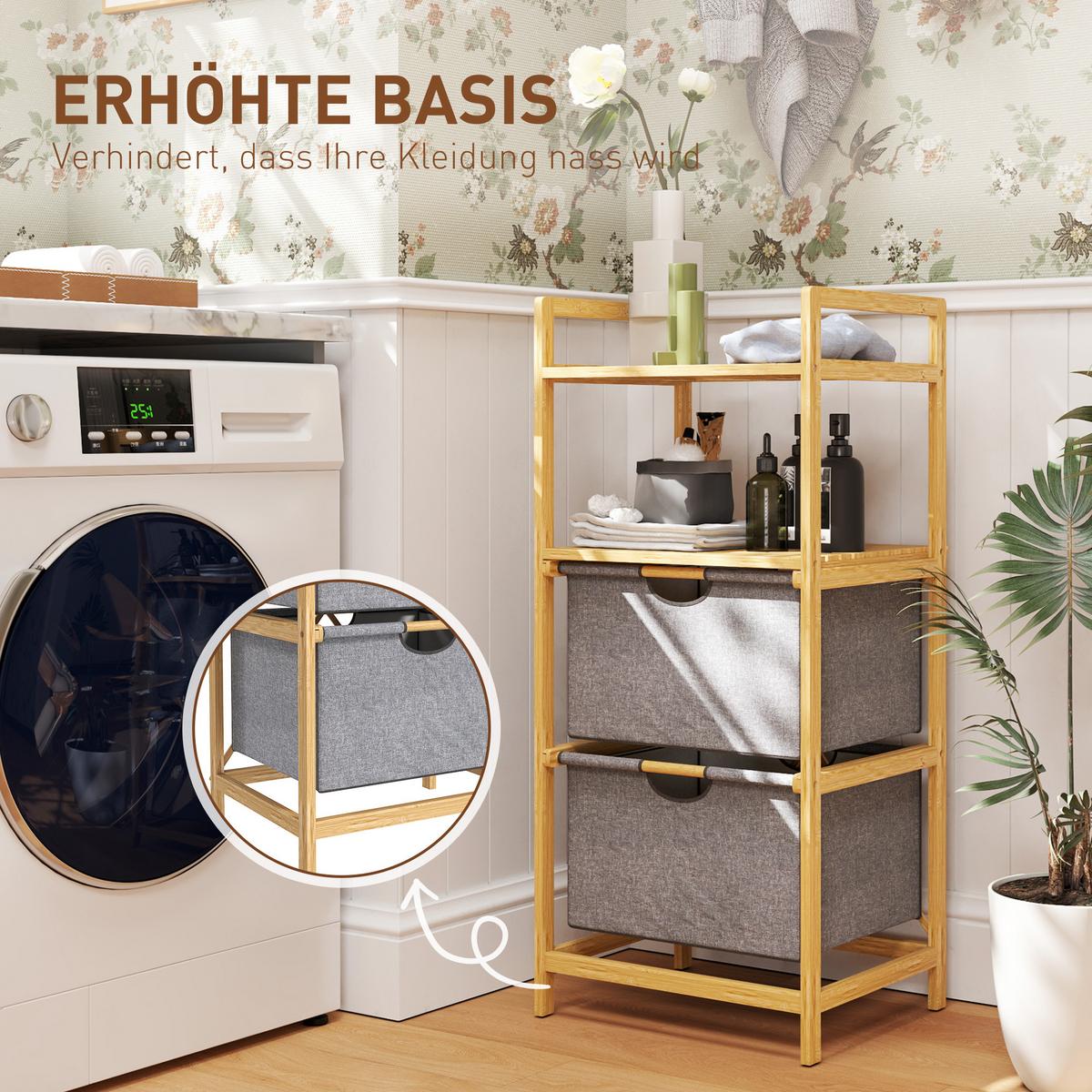 WÄSCHEKORB 35,4 L Wäschesammler, Natur - Naturfarben, Naturmaterialien (34/96/44cm) - HOMCOM