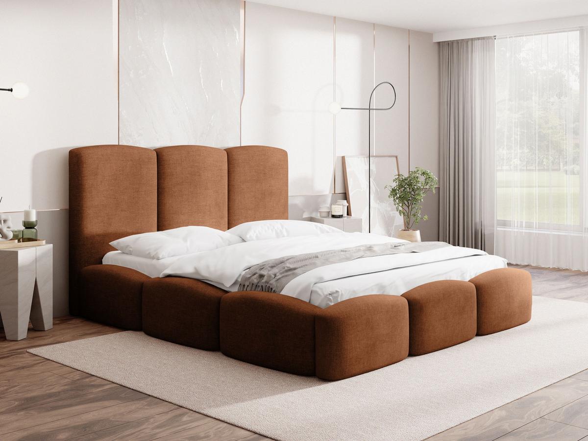 POLSTERBETT Harmony mit Bettkasten & Lattenrost in Terrakotta Chenille 120 x 200 cm - Birkefarben/Terracotta, Holzwerkstoff/Kunststoff (120/200cm) - WFL GROUP