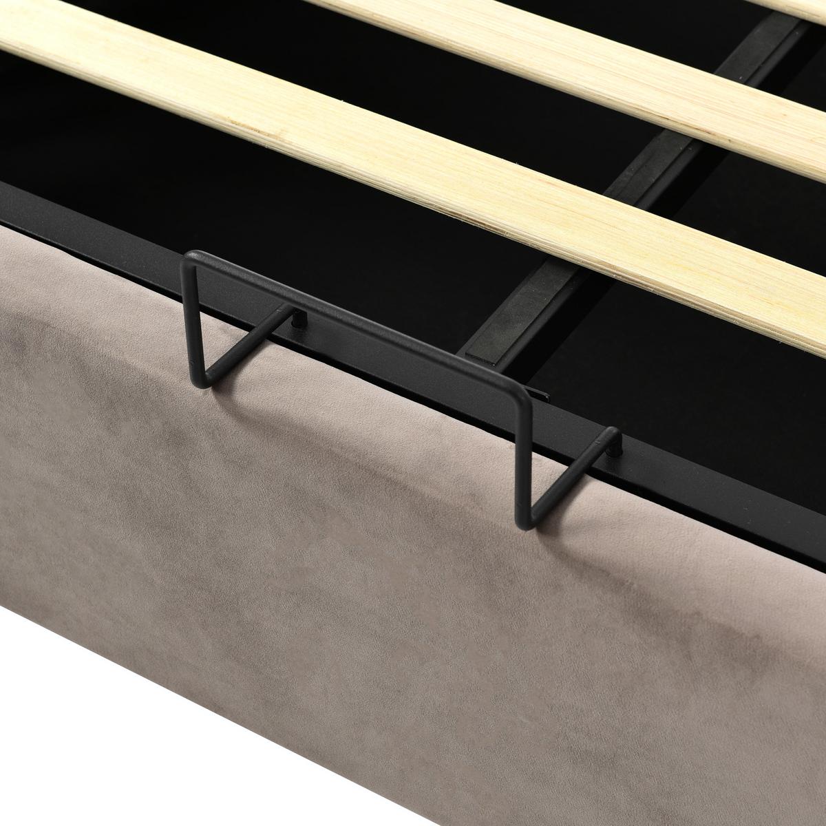 DOPPELBETT Hellgrau 203/96/97,5–117,5 cm - Grau, Holz/Textil - Urban Meuble