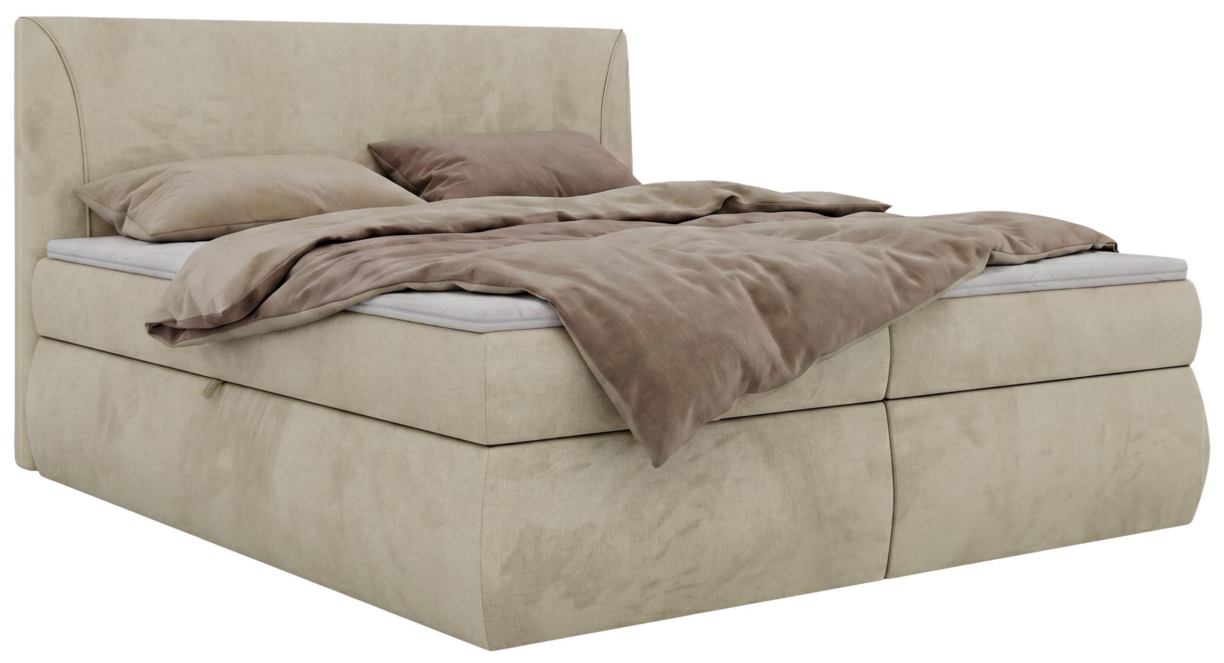 BOXBETT TARENZA 180/200 - Beige Velvet - Topper T25 - H3 - Beige/Schwarz, Kunststoff/Textil (140/200cm) - MKS