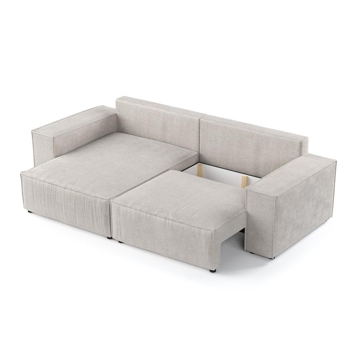 ECKSOFA SENSO mit Schlaffunktion Hellbeige im Wind Stoff - Beige/Schwarz, Holz/Holzwerkstoff (255/148cm) - AltaBeds