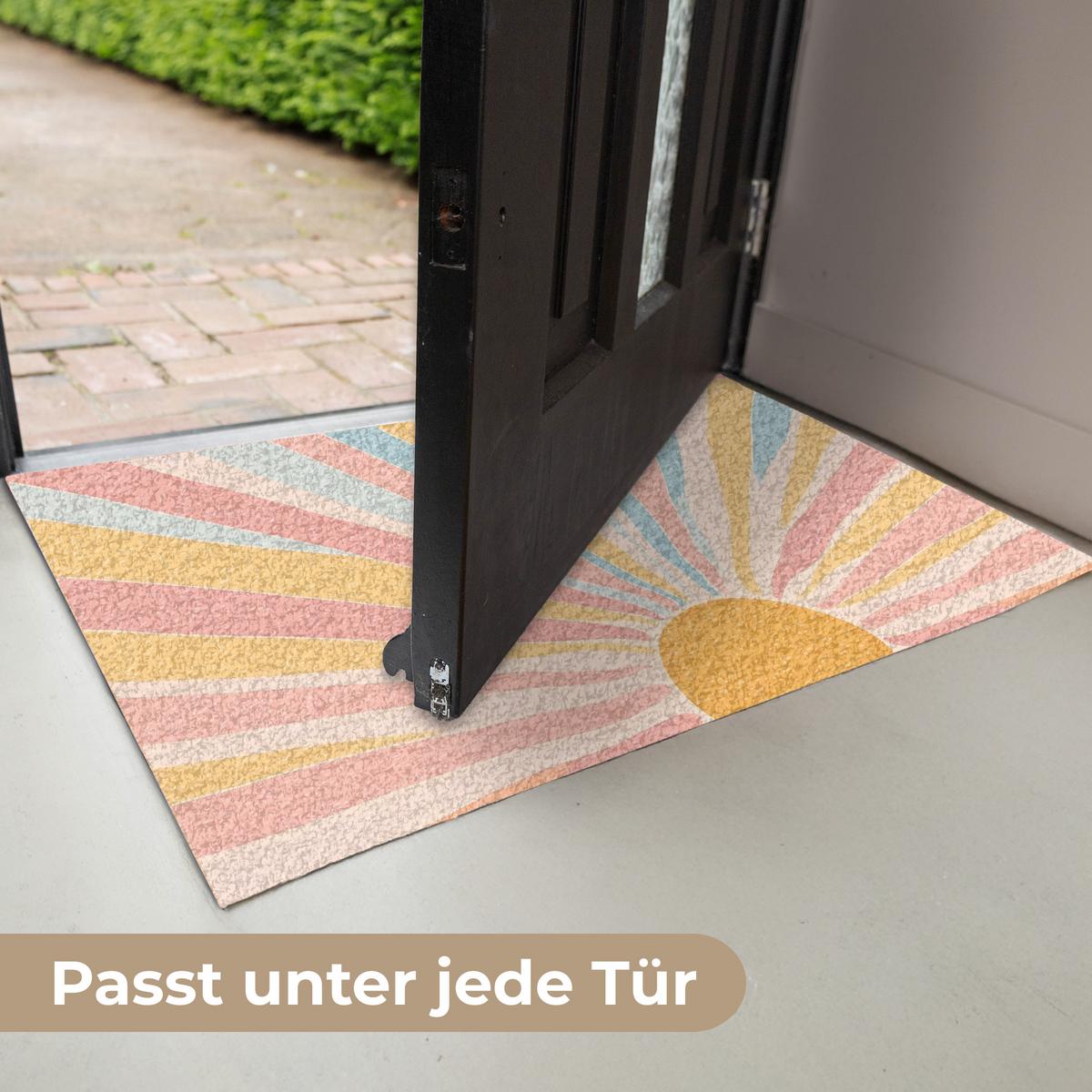 FUSSMATTE Illustration - Sonne - Pastellfarben Sauberlaufmatte 60x40 cm - Hellrosa, Kunststoff (60/0.4cm) - MuchoWow