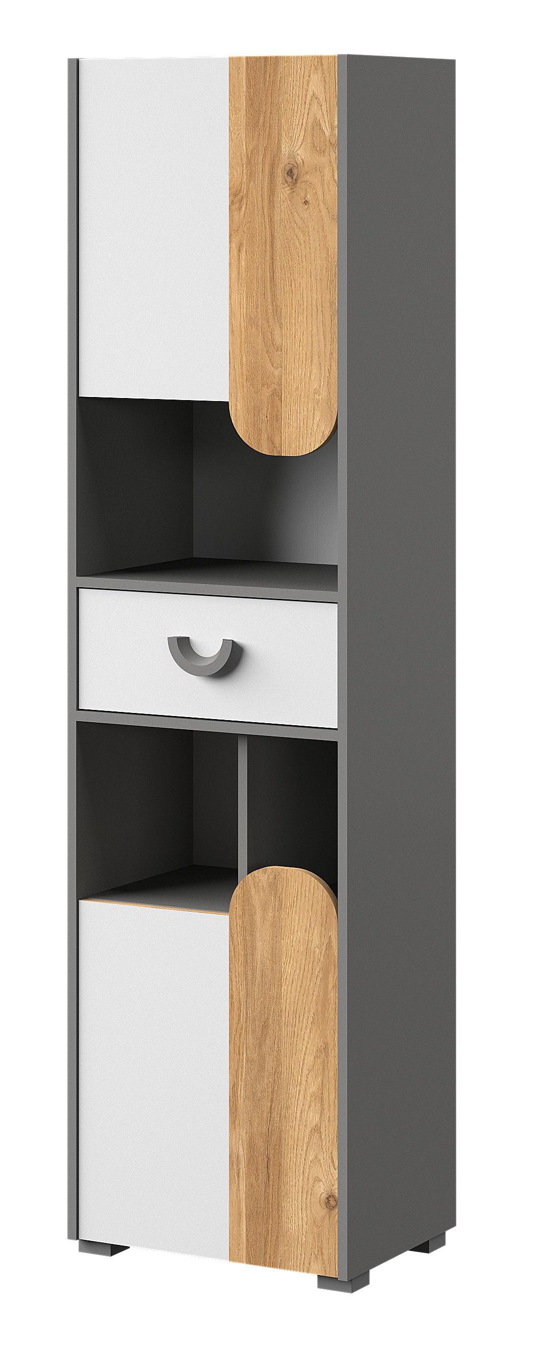 DREHTÜRENSCHRANK ARCADA 50/189,5/38cm 2-türig Eichefarben - Eichefarben/Weiß, Holzwerkstoff (50/189.5/38cm) - MASSENO