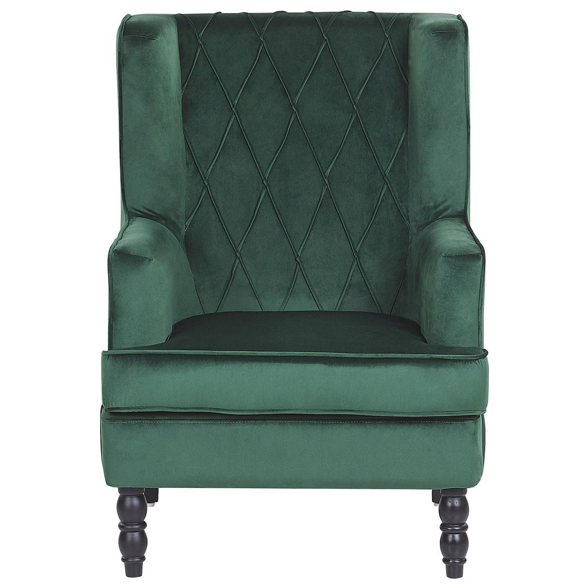 SESSEL Samtstoff grün plus Hocker Sandset - Grün, Textil (72/103/75cm) - Beliani