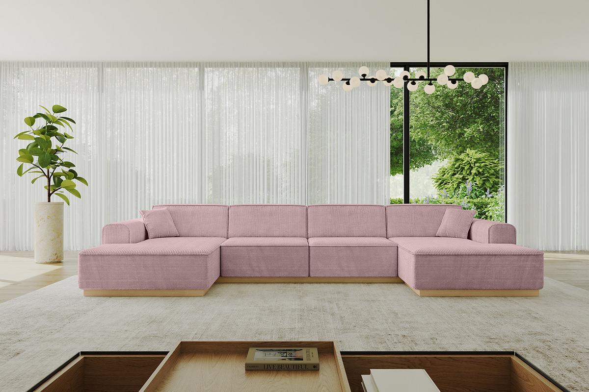 WOHNLANDSCHAFT IREA-U2-v2 - 386x165x80 cm Rosa - Rosa, Holzwerkstoff/Textil (386/80/165cm) - ALTDECOR