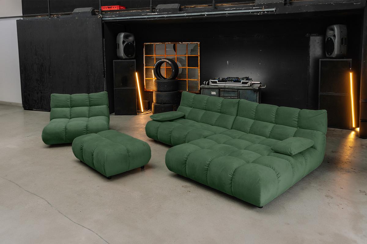 SITZGRUPPE VIVIEN 3ER SET Smaragdgrün Velvet (1er-Set) - Smaragdgrün, Kunststoff/Textil (359/85/510cm) - KAWOLA