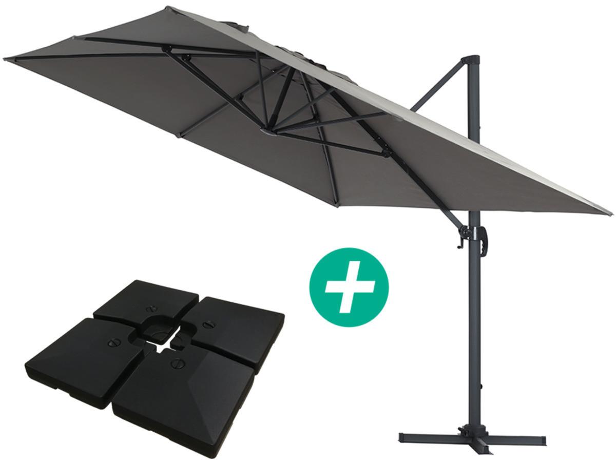 SONNENSCHIRM sun 4 Grau - Grau, Metall (400/300cm) - Habitat Garten