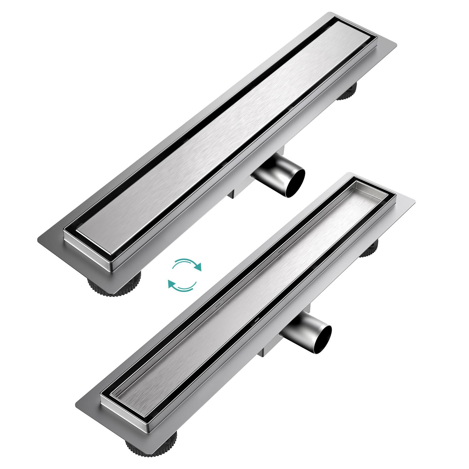 DUSCHRINNE Edelstahl Dusche & Bad 50/11 cm - Chromfarben, Metall (11/9/50cm) - EMKE