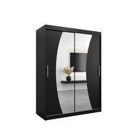SCHWEBETÜRENSCHRANK 200/150/62 2-türig - Silberfarben/Schwarz, Holz/Kunststoff (150/200/62cm) - MÖBEL KRYSPOL