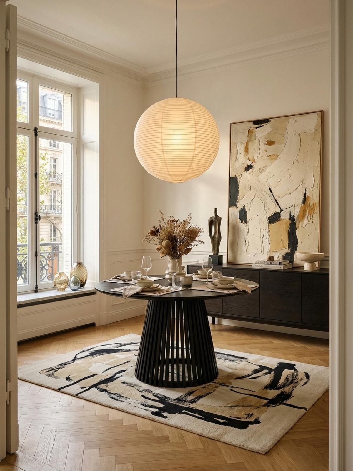 ESSTISCH – Rund Mango Massivholz Lamellengestell Matt-Schwarz handgefertigt - Schwarz, Mangoholz/Holz (120/120/77cm) - KADIMA DESIGN