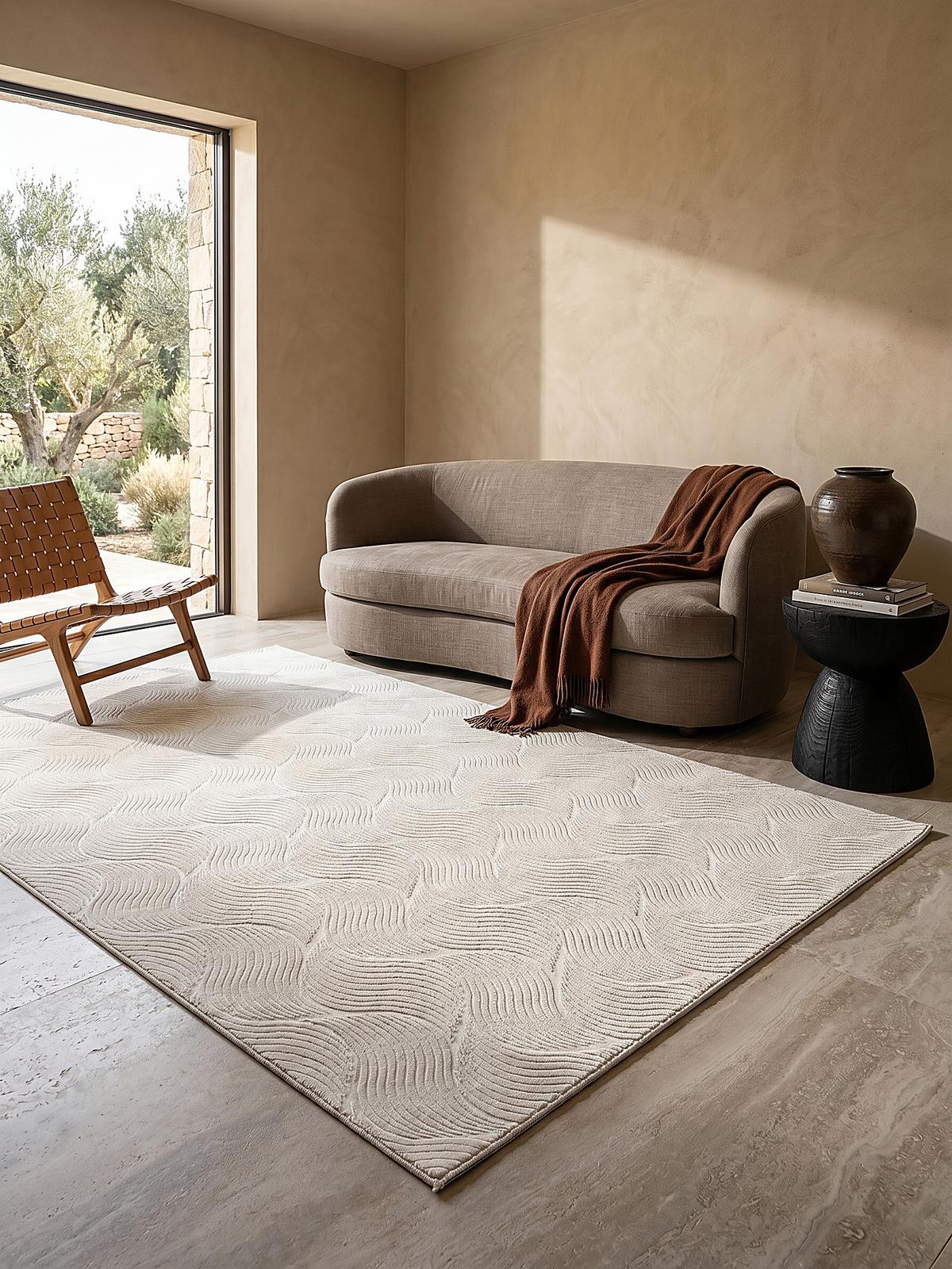 KURZFLORTEPPICH Antirutsch Geometrisch DALAR Polypropylen Creme 120 x 160 cm - Beige, Textil (120/160cm) - KADIMA DESIGN