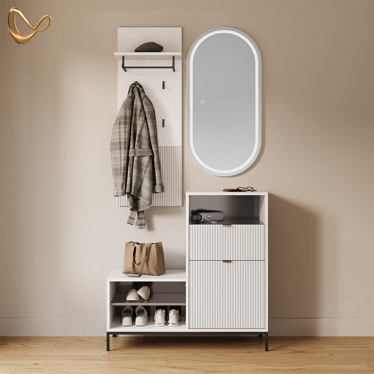 WANDGARDEROBE Aterno Weiß 43 x 120 cm - Weiß, Holzwerkstoff (43/120/27cm) - Livinity®