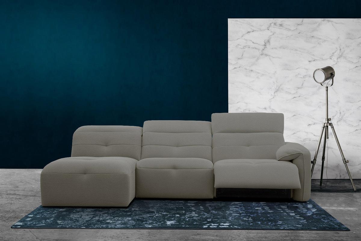 ECKSOFA TRENTO 4-Sitzer mit 1 Relaxfunktion, taupe - Taupe/Schwarz, Holzwerkstoff/Kunststoff (165/262cm) - Wozimo