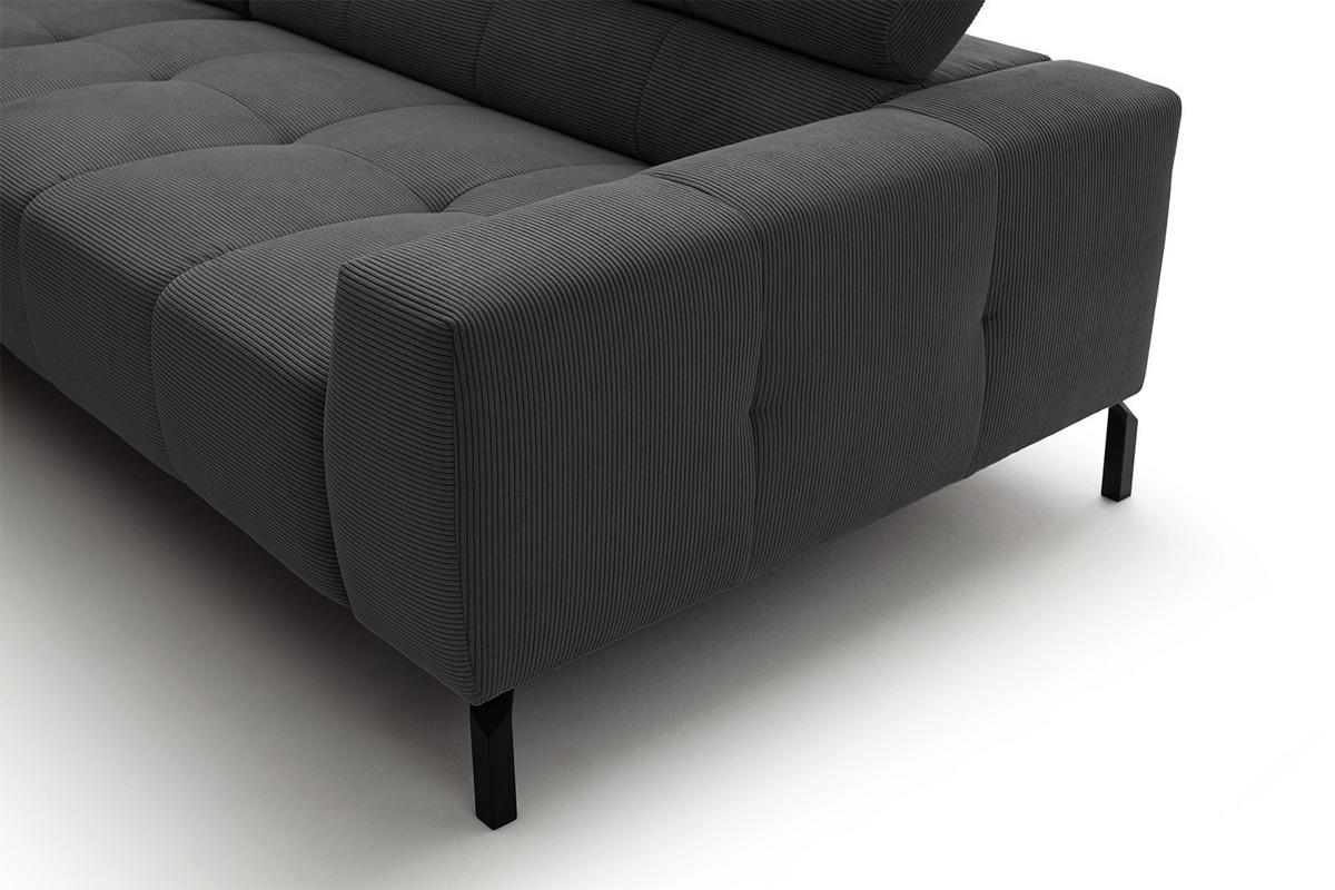 ECKSOFA OHIO Anthrazit Cord - Anthrazit/Schwarz, Textil/Metall (311/219cm) - KAWOLA