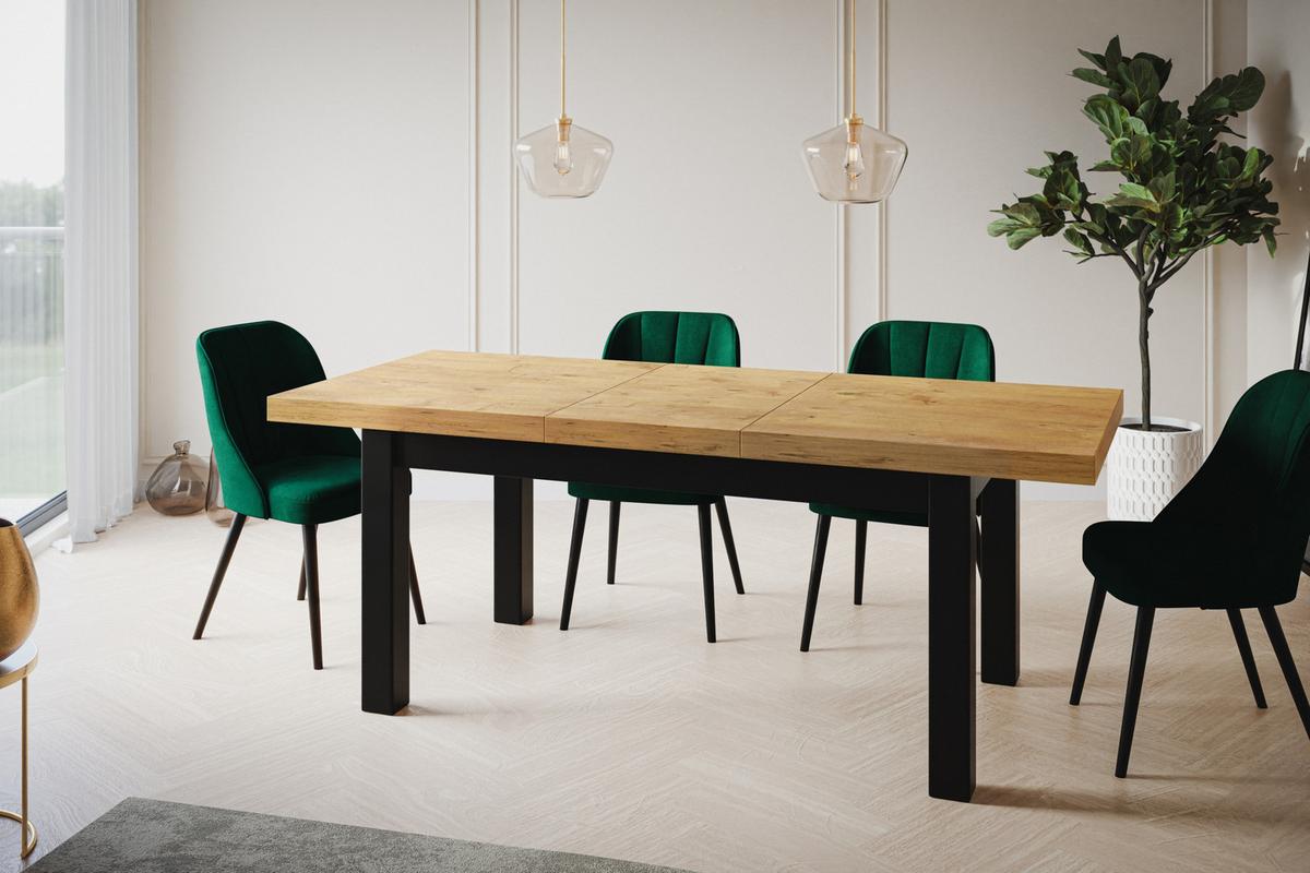 RECHTECKIGER Esstisch Ausziehbar – Moderner Wohnzimmertisch Küchentisch und Esszimmertisch – Tisch mit Holzbeinen, Maßen von 170 – 250 cm – Lancelot - Beige/Schwarz, Holzwerkstoff (170/90/78cm) - Alpi-Möbel