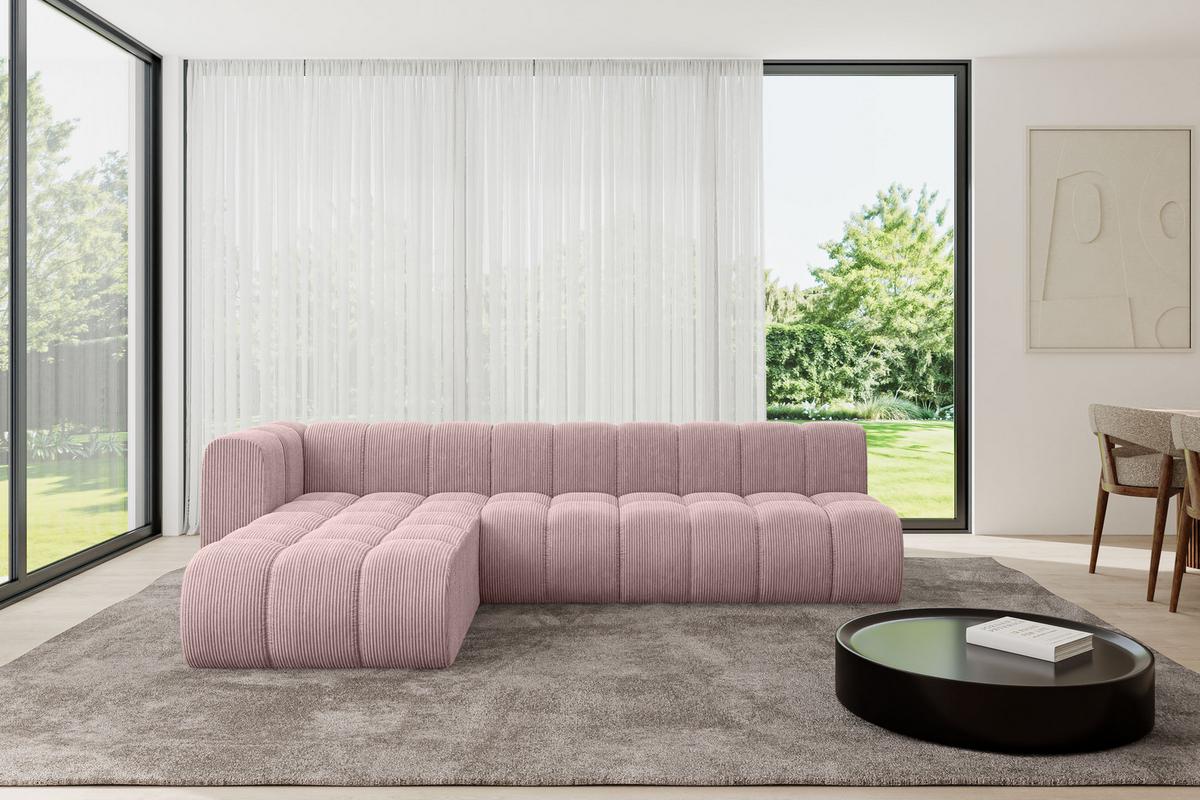 ECKSOFA modulares Sofa Darnel-L2 - 296x177x70 cm Rosa - Rosa, Holzwerkstoff/Textil (296/177cm) - ALTDECOR