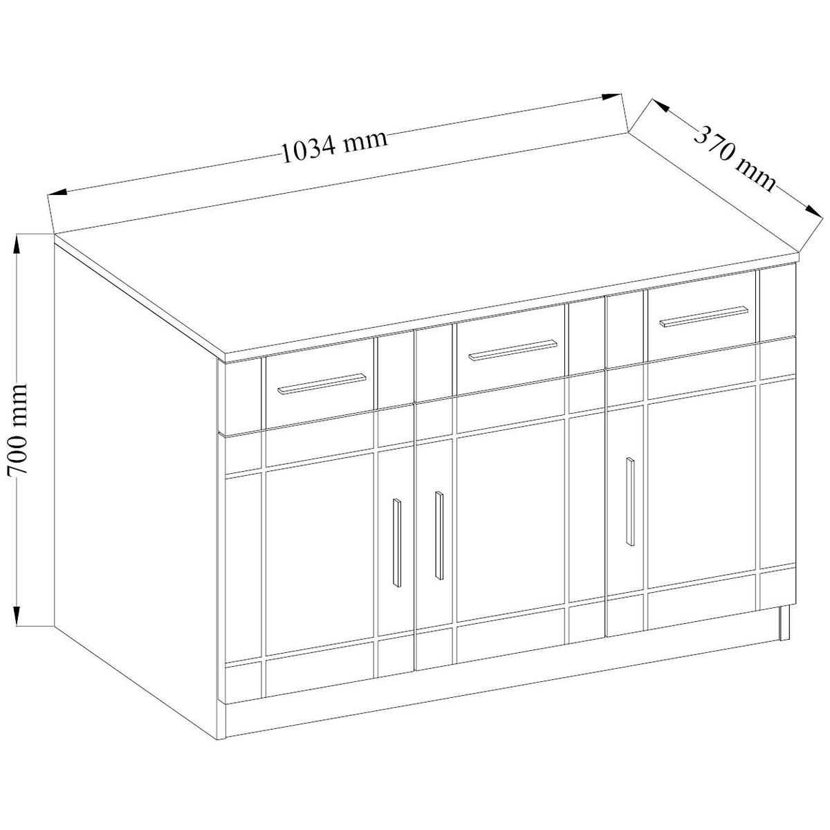 KOMMODE PERUGIA 103/70/37 cm mit 3 Schubladen 3 Türen Sonoma Eiche - Sonoma Eiche, Holzwerkstoff (103/70/37cm) - MASSENO