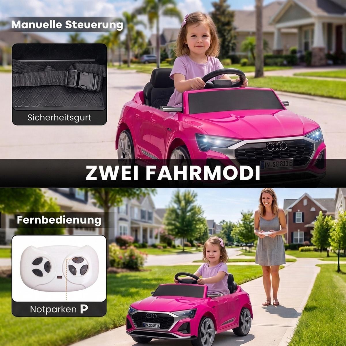 KINDER-ELEKTROAUTO Kunststoff Stahl Rosa - Rosa, Kunststoff (98/49.5/43cm) - AIYAPLAY