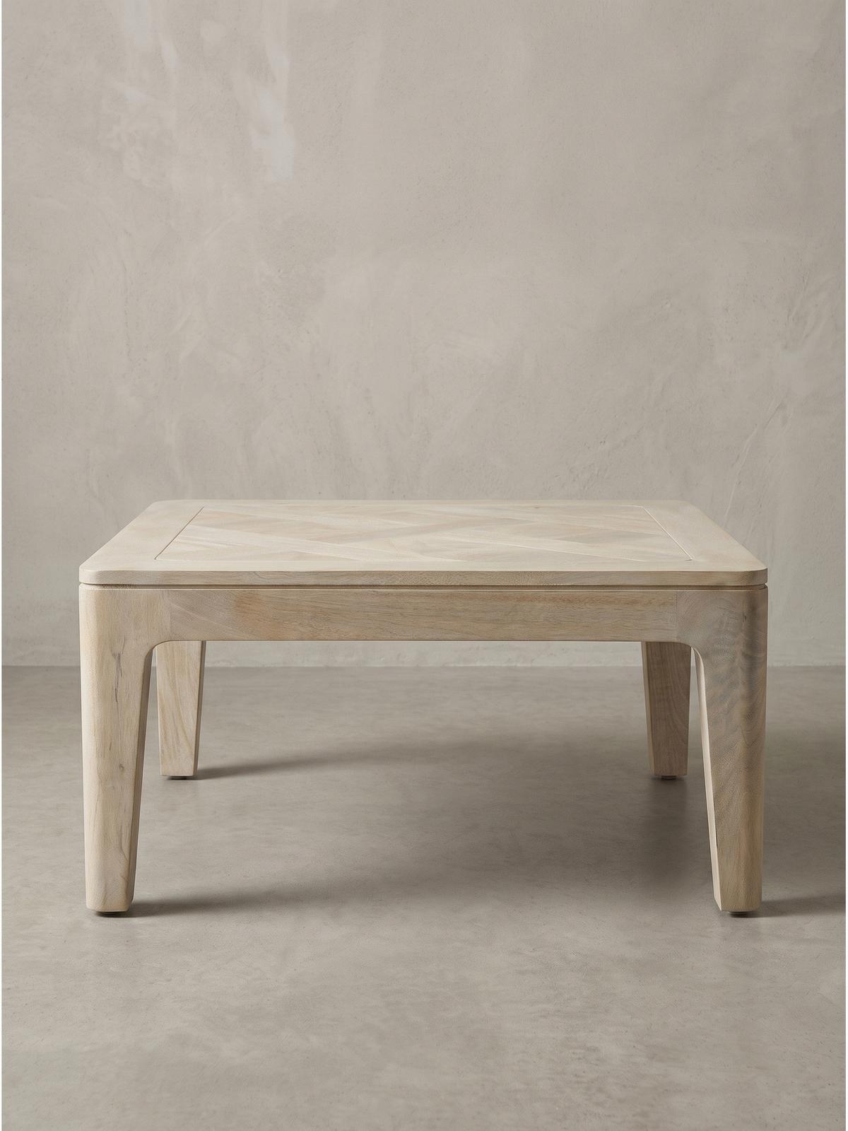 SOFATISCH LOIRE, Mango Massivholz, handgefertigt, Weiß-Mango, 60 x 60 x 32 cm - Beige/Weiß, Holz (60/60/32cm) - KADIMA DESIGN