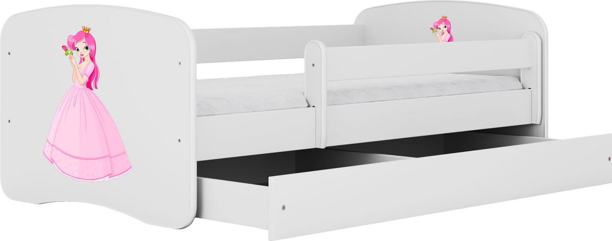 KINDERBETT Emily mit Schublade und Matratze, Weiß 70x140 cm - Altrosa, Holzwerkstoff (140/70cm) - WFL GROUP