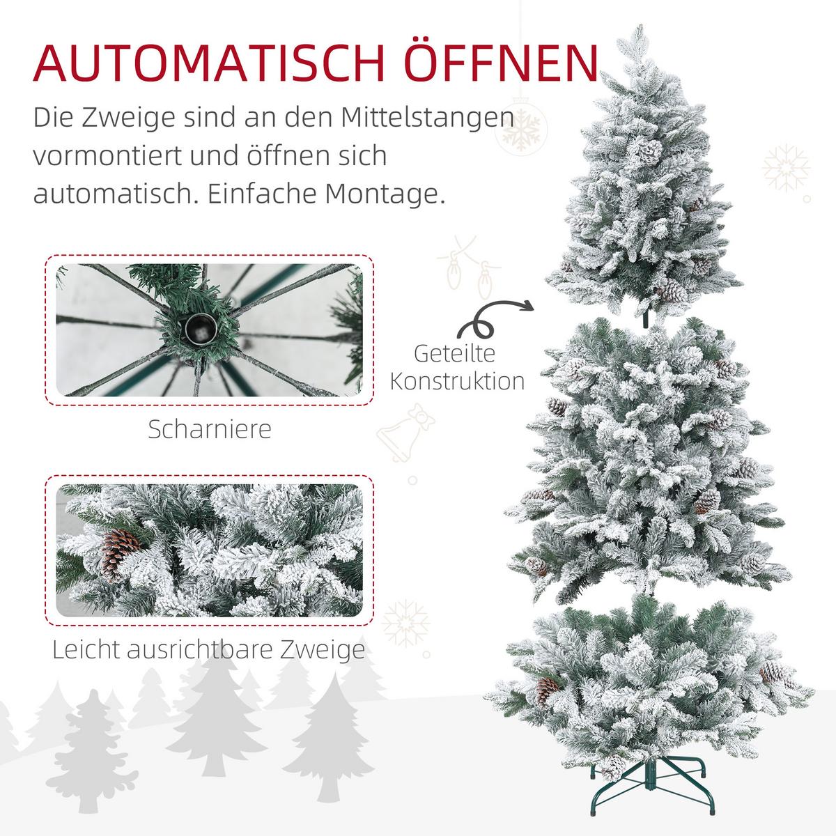 KÜNSTLICHER Weihnachtsbaum, 183 cm Christbaum mit 1489 Spitzen für Weihnachten - Grün, Kunststoff (183cm) - HOMCOM