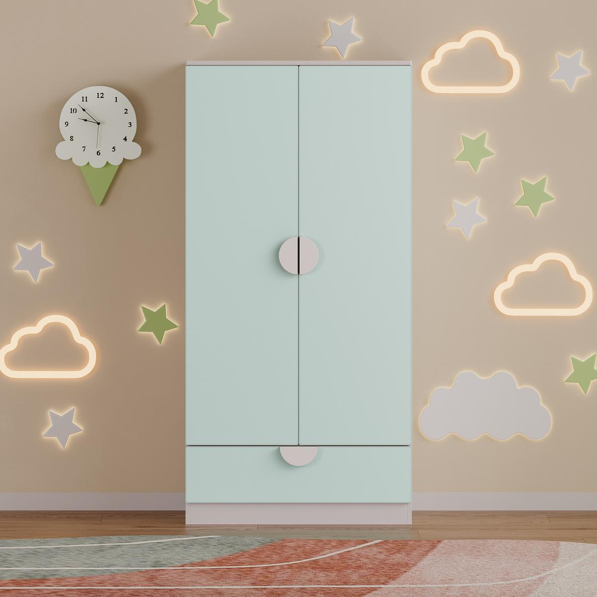 KINDERKLEIDERSCHRANK Sandnes - Mintgrün, Holzwerkstoff (40/123/60cm) - [en.casa]