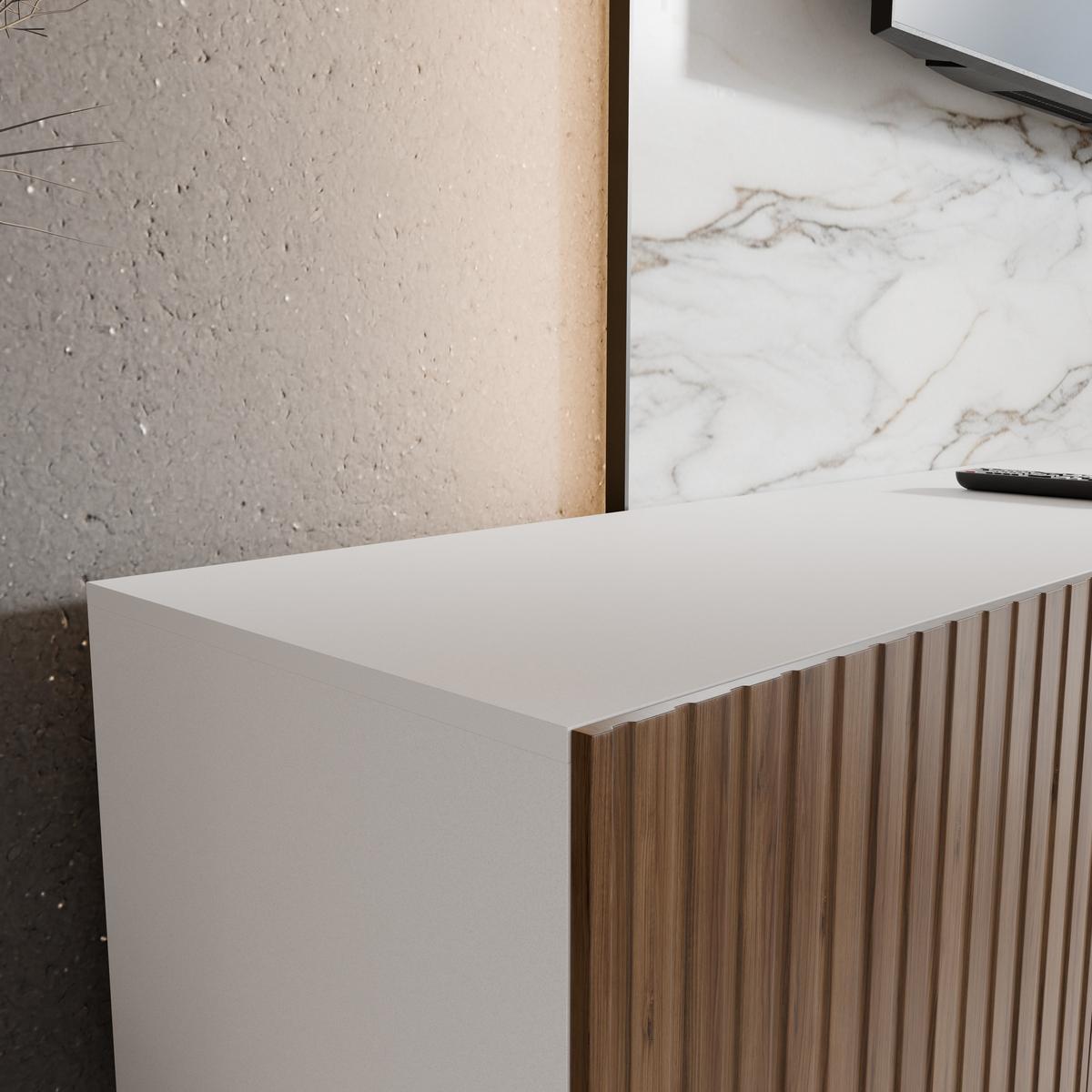 LOWBOARD LIVO 300/41/40 cm, Hängender TV-Schrank Weiß / Eichefarben - Eichefarben/Braun, Holzwerkstoff (300/41/40cm) - MASSENO