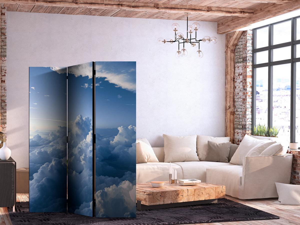 PARAVENT Einseitig Bedruckter 3-tlg 135x172 cm Strahlender Himmel - Blau, Holz/Textil (135/172/3cm) - Muralo