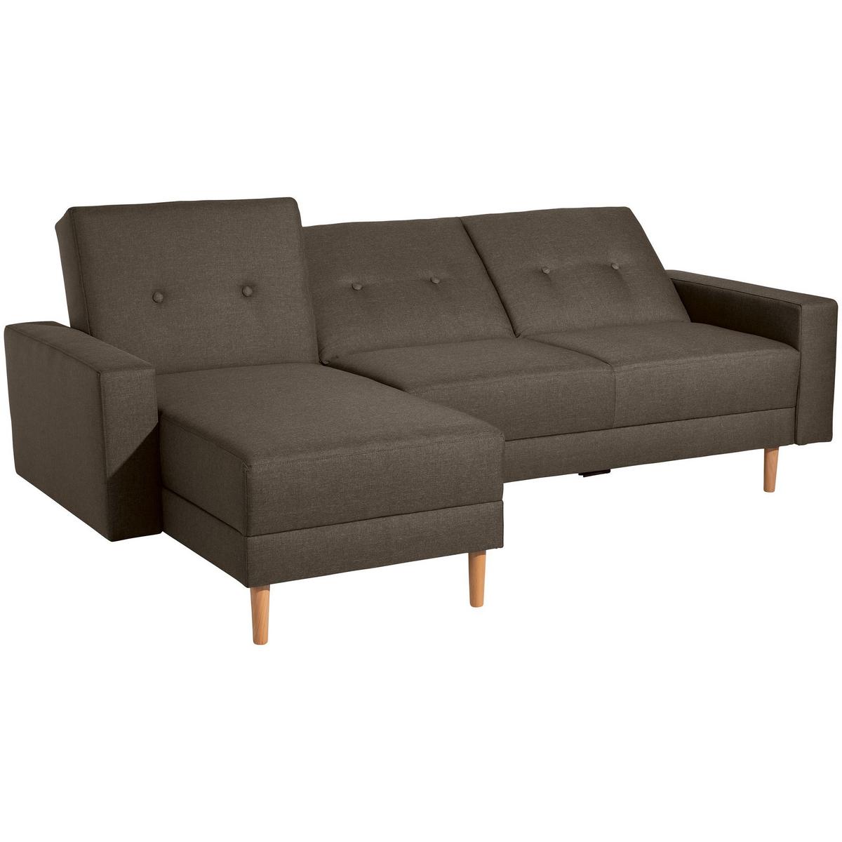 FUNKTIONSSOFA mit Hocker Kattie Flachgewebe braun - Braun, Kunststoff (144/230cm) - 58aufmkessel