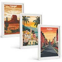 BILDER SET 3er Set - 40x60 cm Weißer Rahmen - Landschaften natürlicher Städte - Weiß, Kunststoff (40/60cm) - TULUP