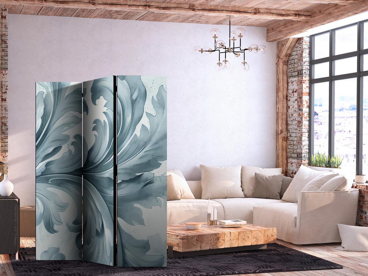 PARAVENT Beidseitig Bedruckter 3-tlg 135x172 cm Barocke Dekorationen - Blau, Holz/Textil (135/172/3cm) - Muralo