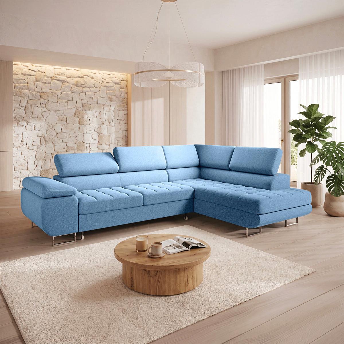 ECKSOFA Eden 4 Sitzplätze Blau - Blau, Textil (271/201cm) - Petits-meubles