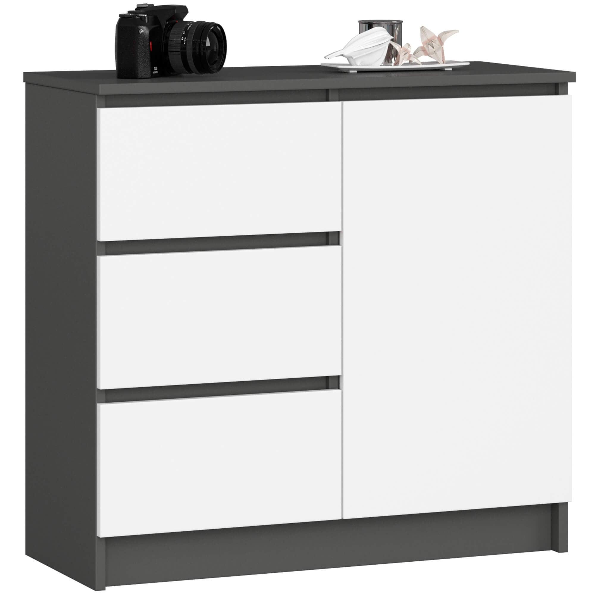 KOMMODE Graphit Grau, Weiß 77/80/35 - Weiß, Holzwerkstoff (80/77/35cm) - RAUMHIRSCH FURNITURE