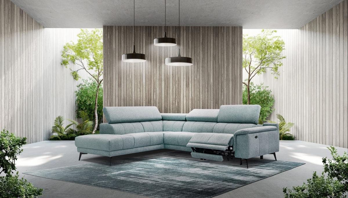 ECKSOFA FIERO 5-Sitzer mit 1 Relaxfunktion, mintgrün - Mintgrün, Holzwerkstoff/Textil (228/290cm) - Wozimo