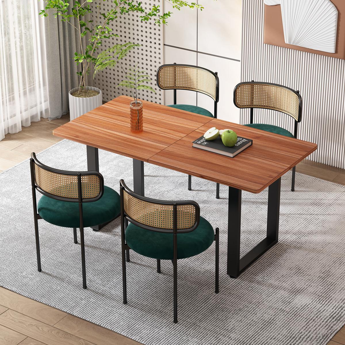 ESSZIMMERSTUHL-SET 4er-set Grün 51/51/75 cm - Grün, Textil/Metall (51/75/51cm) - Urban Meuble
