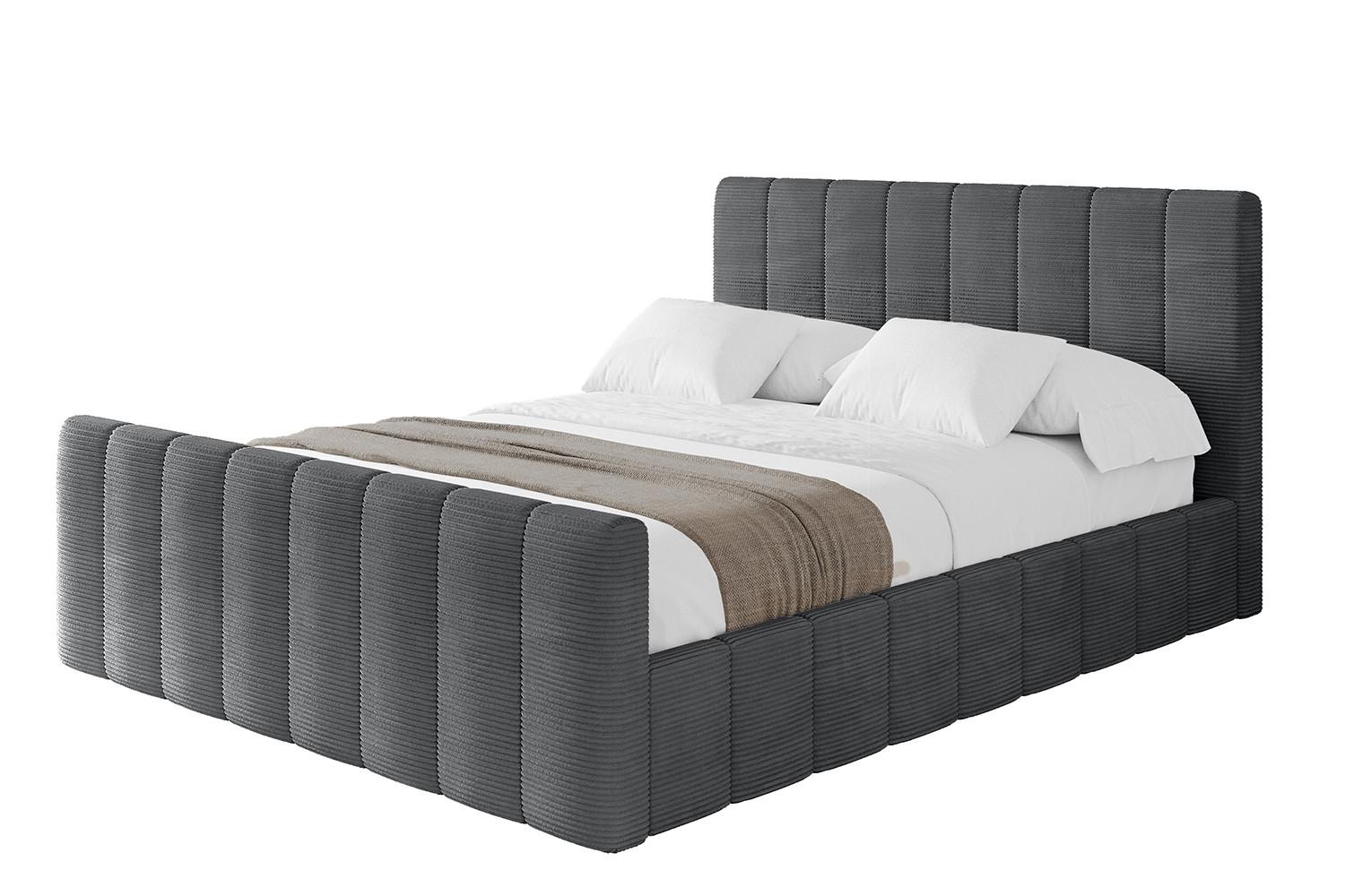 POLSTERBETT mit Bettkasten, Fußteil und Lattenrost, Boxbett ohne Matratze - FINO-Z 180x200 Dunkelgrau - Anthrazit, Holzwerkstoff/Textil (180/200cm) - ALTDECOR