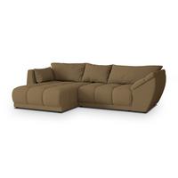 ECKSOFA ORENTI L-S Orange Boucle-Stoff mit Schlaffunktion - Orange, Holz (287/182cm) - MASSENO