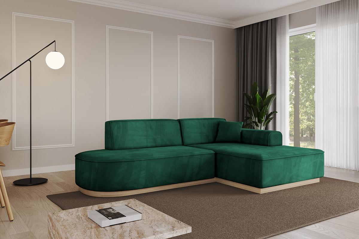 ECKSOFA Ottomane Rechts IREA-L1 - 232x165x80 cm Grün - Dunkelgrün, Holzwerkstoff/Textil (232/165cm) - ALTDECOR