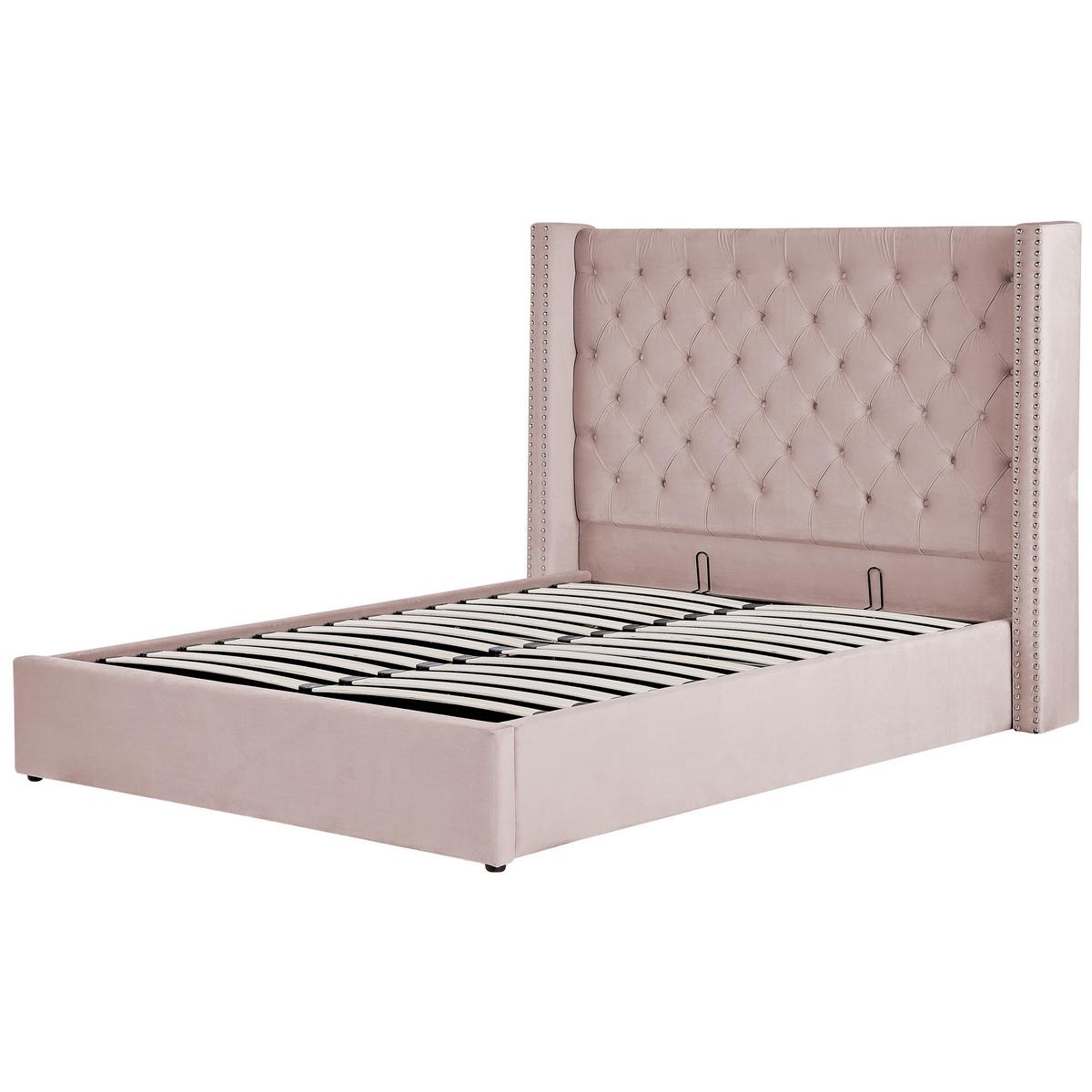 POLSTERBETT 140/200cm Pastellrosa Lubbon - Pink, Textil (140/200cm) - Beliani