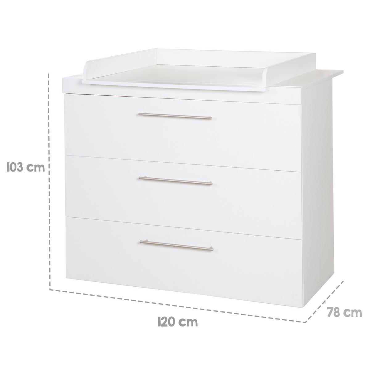 WICKELKOMMODE Kimi - Silberfarben/Weiß, Holzwerkstoff/Metall (120/103/78cm) - Roba