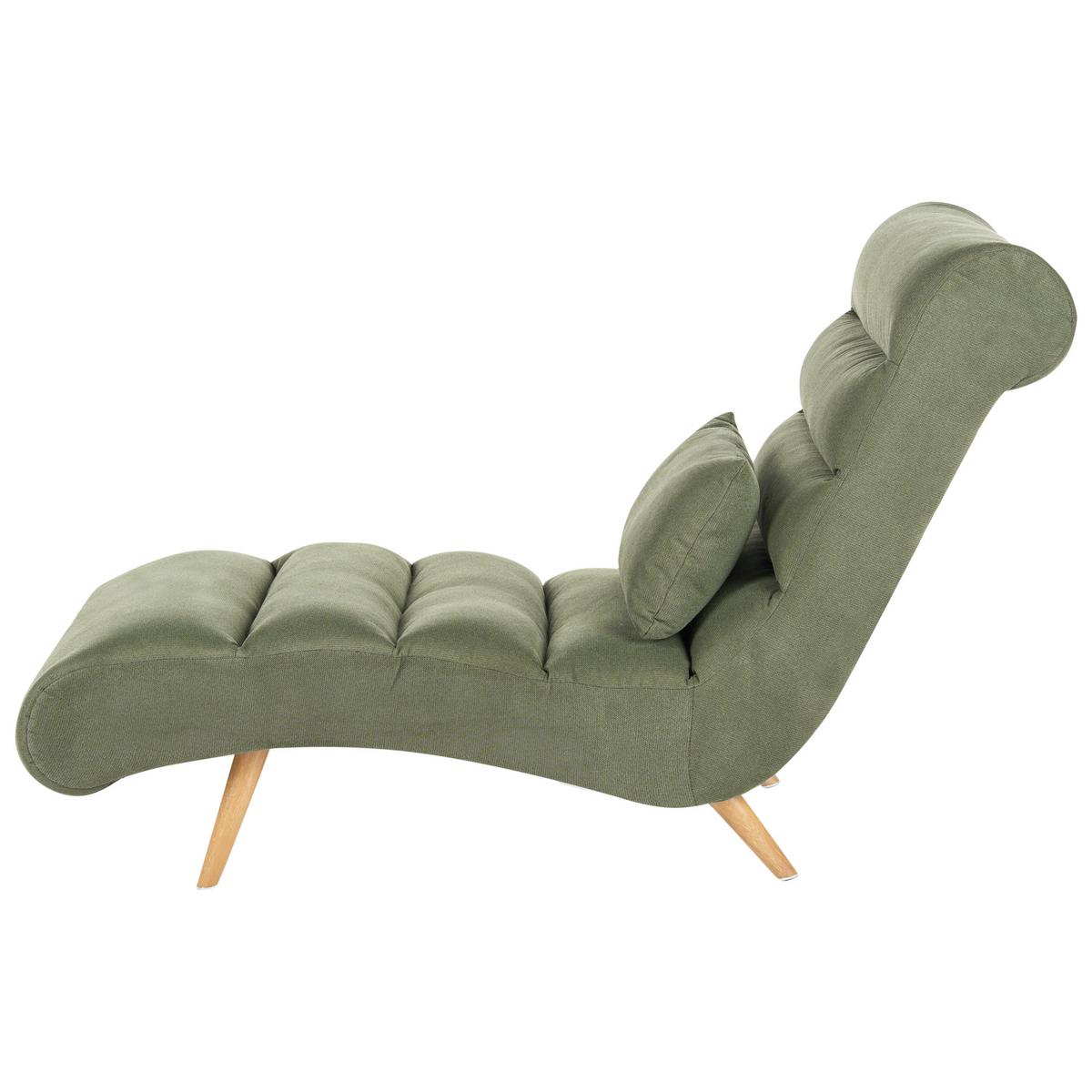 CHAISELONGUE Stoff Grün Rives - Hellbraun/Braun, Textil (78/97/160cm) - Beliani
