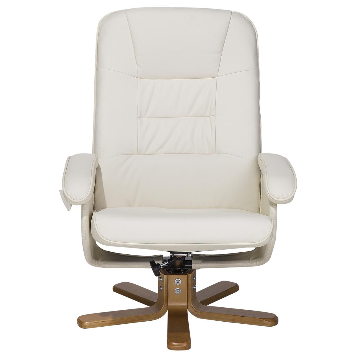 MASSAGESESSEL mit Fußhocker Kunstleder Beige Relaxpro - Beige, Holz/Textil (70/98/50cm) - Beliani