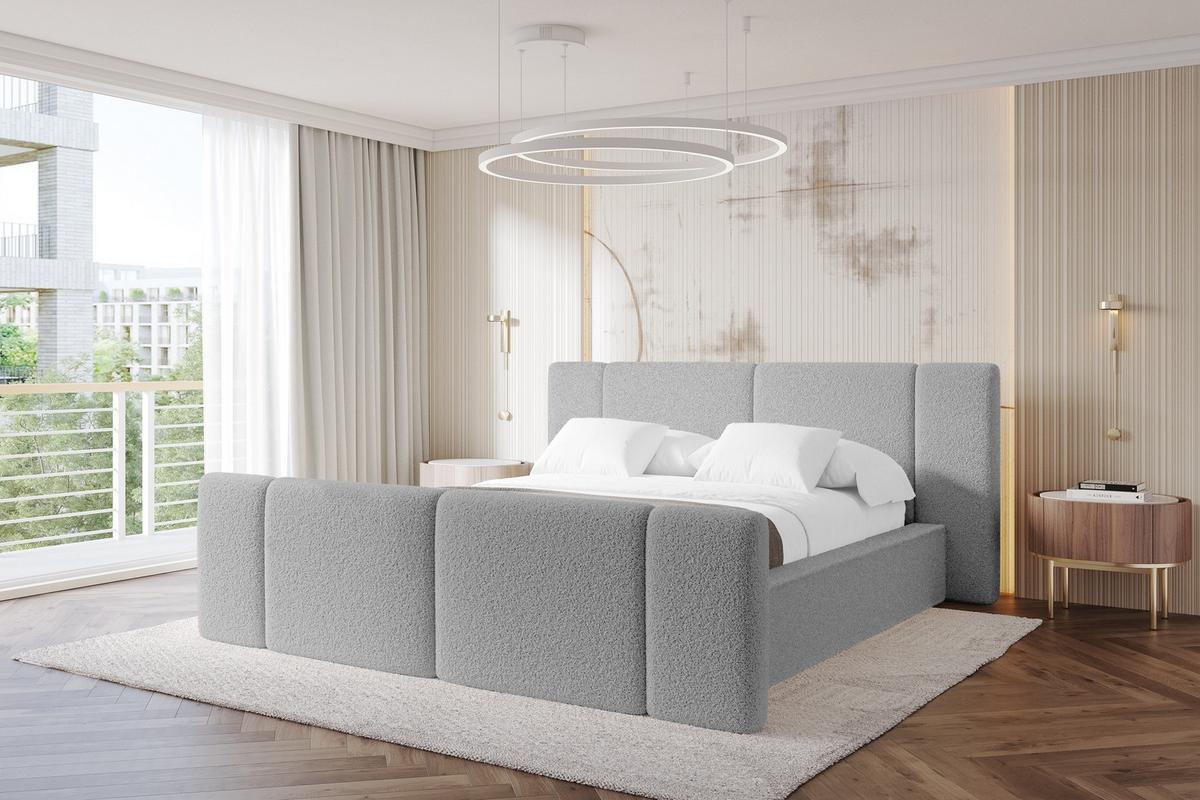 POLSTERBETT mit Bettkasten, Fußteil und Lattenrost, Bett mit Matratze H3/H4 - RIVO-Z 180x200 Hellgrau - Taupe, Holzwerkstoff/Textil (180/200cm) - ALTDECOR