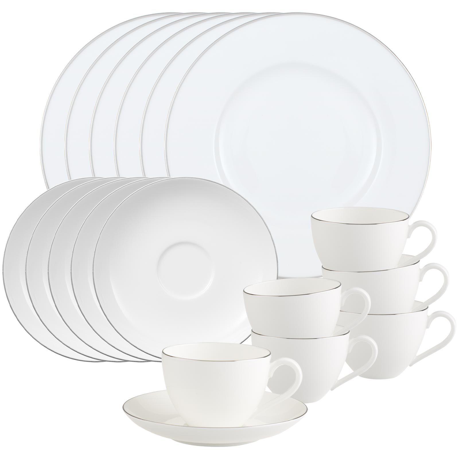 KAFFEESERVICE Anmut Platinum No.1 weiß 18-tlg. - Weiß, Keramik (2/2/2cm) - Villeroy & Boch