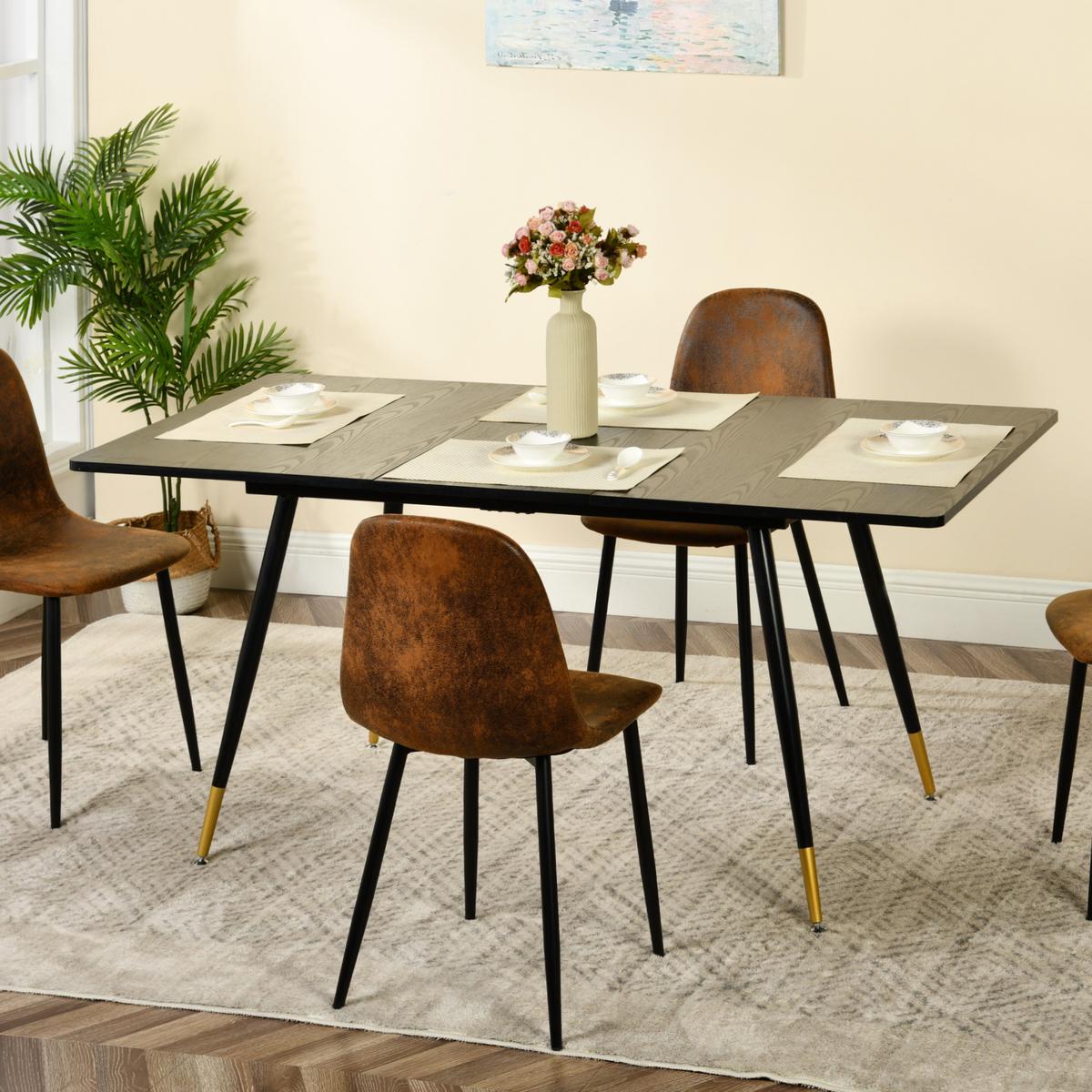 ESSTISCH Schwarz Marmormuster rechteckig ausziehbar 120-160/80/75cm - Schwarz, Holz/Metall (80/120/75cm) - Urban Meuble