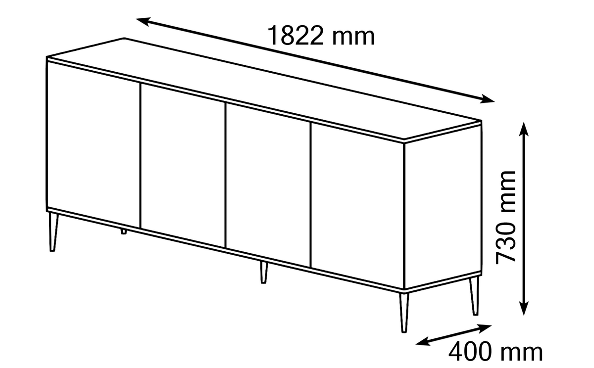 KOMMODE Schwarz, Gold 182/73/40 - Schwarz, Holzwerkstoff (182/73/40cm) - RAUMHIRSCH FURNITURE